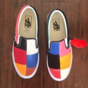 Color block slip-on vans